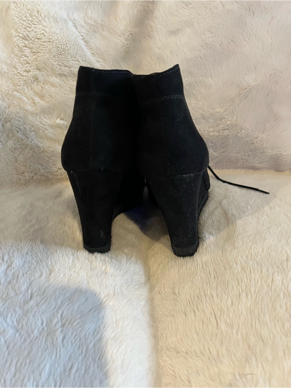 Rockport Black Suede Lace-Up Wedge Booties - Picture 5 of 7